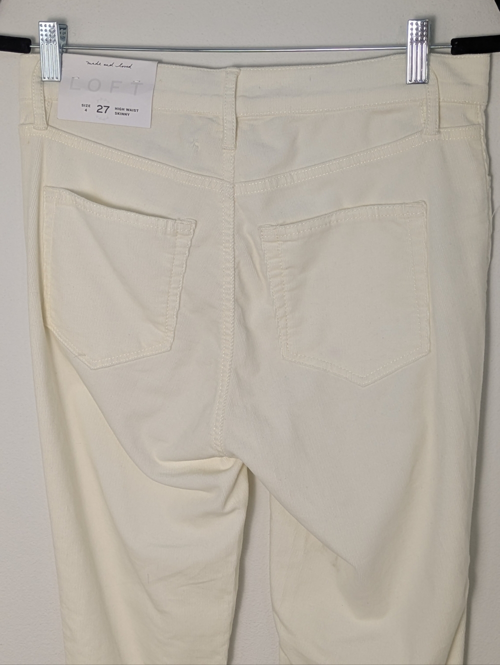 LOFT Women's High Waist Skinny Corduroy Pants Size 27/4 Off White Cream New - Picture 8 of 15